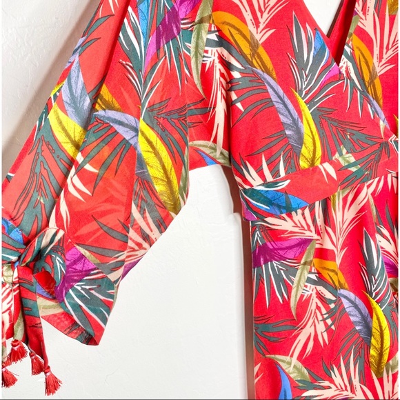 RED CARTER Floral Eliza Tassel Sleeve Wrap Dress L - Picture 7 of 10
